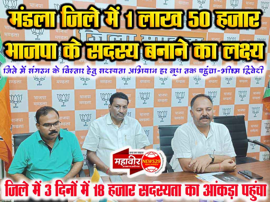 मंडला जिले में 1 लाख 50 हजार भाजपा के सदस्य बनाने का लक्ष्य